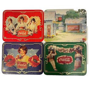 Lot of 4 Vintage Coca-Cola 1994 Metal Tin Sign Wall Hanging Sign 8" x 6"